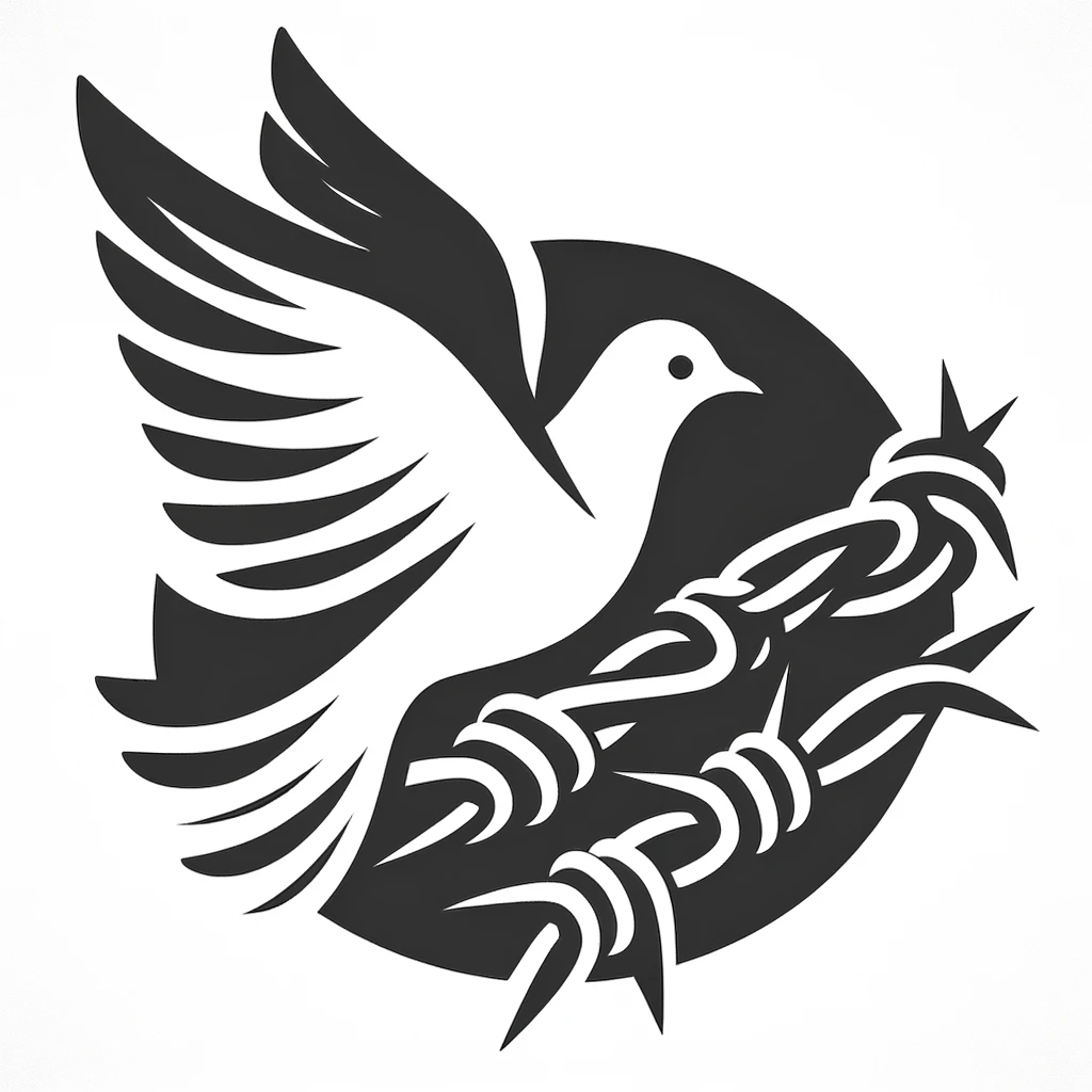 dove with feet tangled in barbed wire