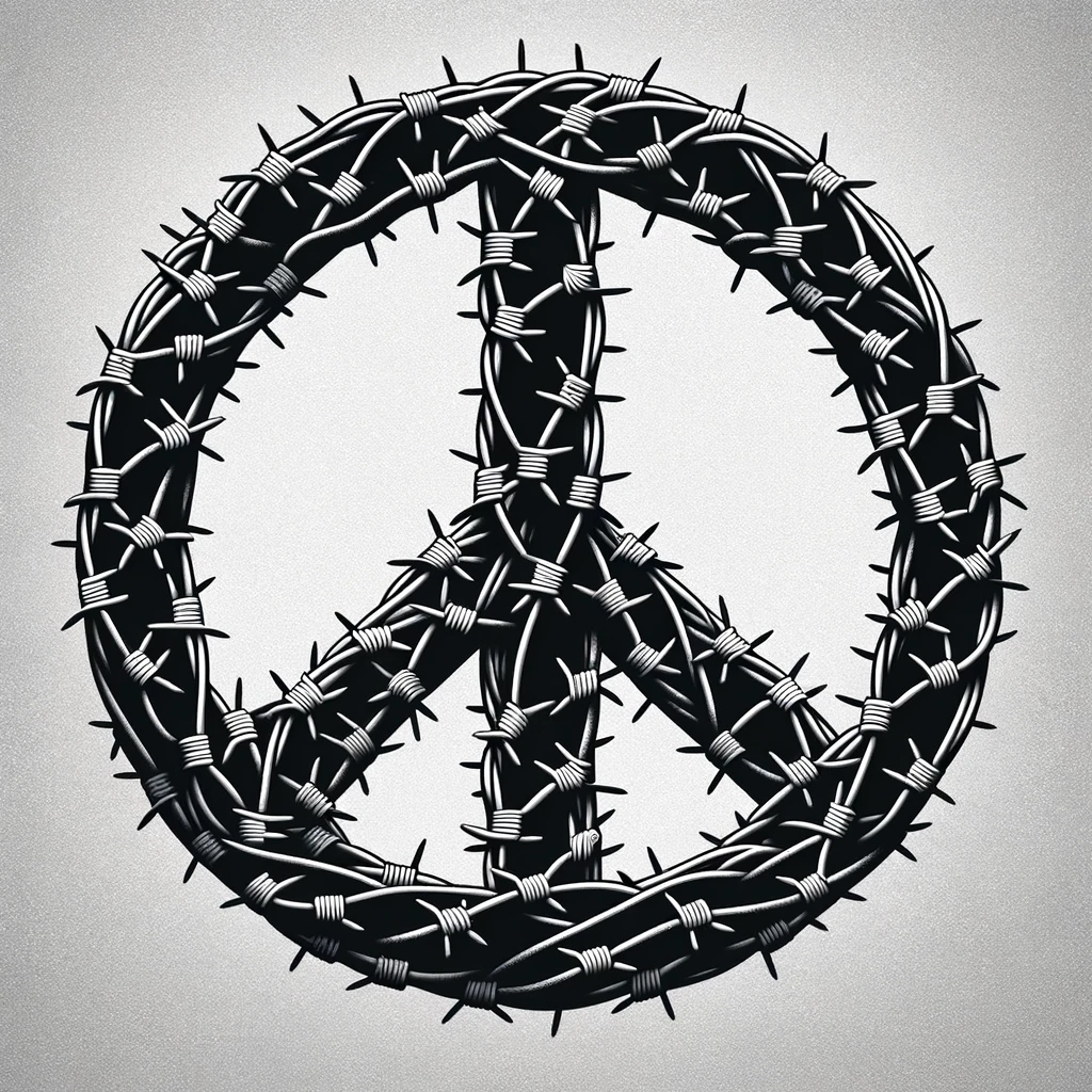 peace sign made of barbed wire
